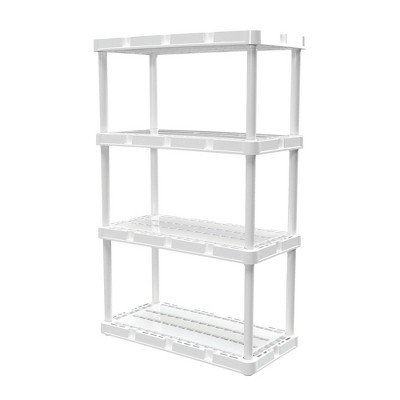 Gracious Living 4 Shelf Knect-A-Shelf Ventilated Light Duty Storage Unit 24 x 12 x 48" Organizer System for Home, Garage, Basement, and Laundry, White