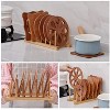 LunaLulinlk Set of 2 Bamboo Wooden Dish Rack, Plate Rack Stand Pot Lid Holder, Kitchen Cabinet Organizer for Bowl, Cup, Cutting Board and More - 3 of 4
