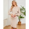 Maternity 2 Piece Outfits Dress Puff Long Sleeve Ribbed Knit Top Bodycon Midi Skirt Sets Baby Shower Photoshoot - 2 of 4