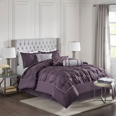 Sapphtopaz 7 Piece Comforter Set Elegant Bedding Comforter Sets Solid Color Reversible Tufted Bedding Set with Throw Pillows