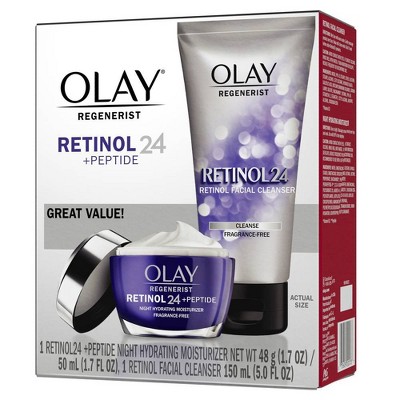 Olay Regenerist Retinol 24 + Peptide Face Wash and  Moisturizer - Duo Pack - 5 fl oz/1.7oz