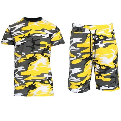 Galaxy By Harvic Men's Slim Fit  2-Piece Camo Short Sleeve Tee  And Shorts Set
