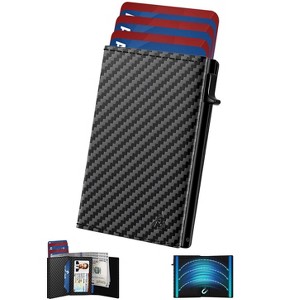 Generic Mens Wallet Card Holder - Pop Up Aluminum Case, Flexible Carbon Fiber Leather - 1 of 4