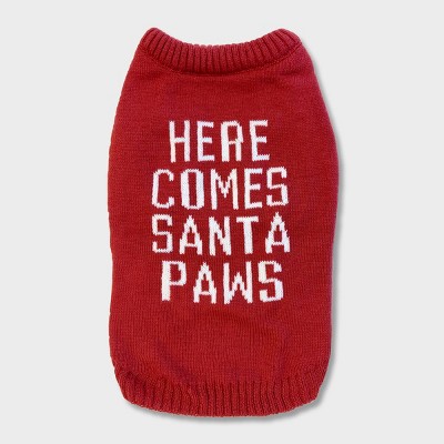 Grayson Pup Here Comes Santa Paws Dog Sweater - Red
