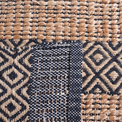 Handmade Black and Natural Cotton Flat Woven Rug