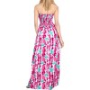 LA LEELA Women's House Daily Routine Evening Wear Boho A line Slit Maxi Dress Smocked Top Evening Long Tube Dresses for Women One Size Pink, Floral - 3 of 3
