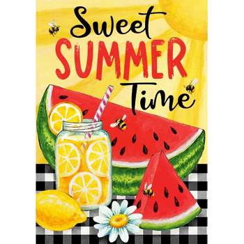 Home & Garden Sweet Summertime  -  One Garden Flag 18.0 Inches -  Watermelon Lemonade  -  4575Fm  -  Polyester  -  Yellow