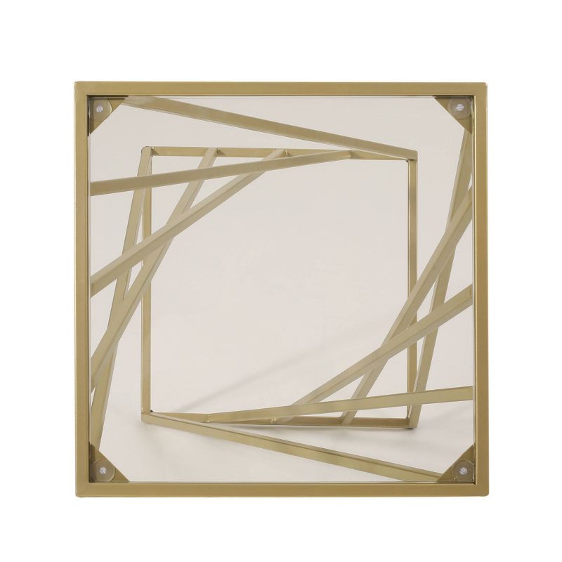 Wadleigh Modern Glam Glass Top End Table Champagne Gold - Christopher Knight Home, 5 of 10