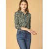 Allegra K Women's Point Collar Long Button Sleeve Button Down Floral Shirt - 3 of 4