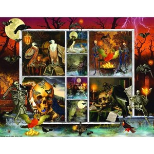 Sunsout Halloween Stamps Skeleton Dance 1000 pc Halloween Jigsaw Puzzle 55924 - 1 of 4