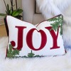 Whisen Embroidered Christmas Throw Pillow, 14x20" Velvet Lumbar Cushion with Green Holiday Accents - 2 of 4