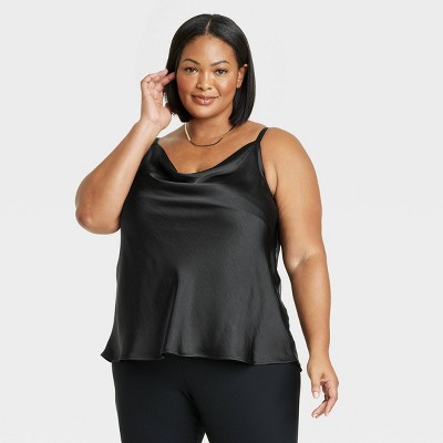 Women's Satin Tank Top - Ava & Viv™ Black 4x : Target