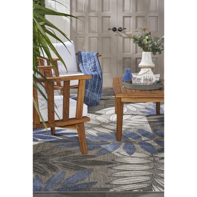 Aloha Blue/Grey Synthetic 5'3" x 7'5" Easy Care Area Rug