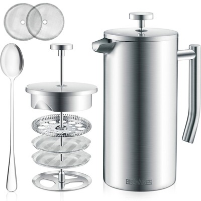 Belwares Stainless Steel French Coffee Press, with Double Wall and Extra  Filters 34oz