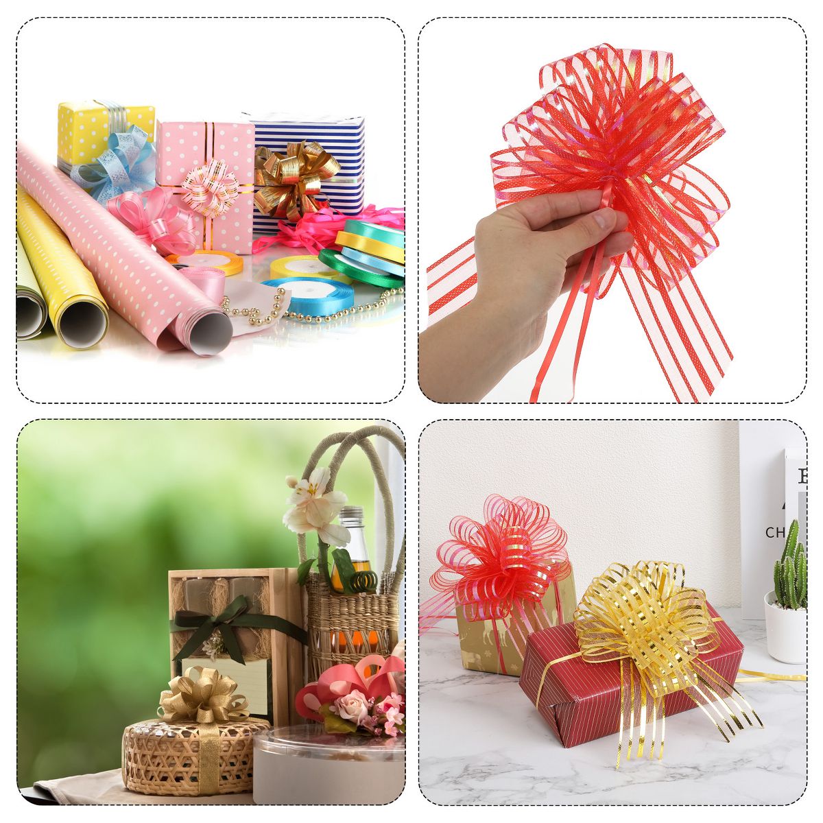 Unique Bargains Bright Metallic Gift Wrapping Large Pull Bow Ribbon for Wedding 5 Pcs - thumbnail 8