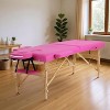 FDW Massage Table 73 Inch Heigh Adjustable 2 Fold Portable Massage Table W/Sheet Cradle Cover 2 Bolster Hanger Facial Salon Tattoo Bed - 2 of 4