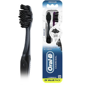 Oral-B Charcoal Toothbrushes, Medium, 2 Count - 1 of 4