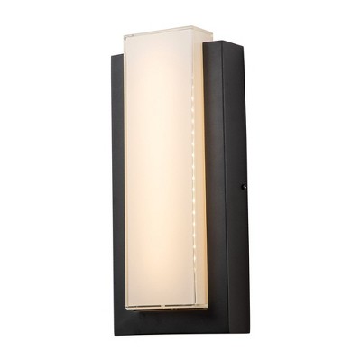 C Cattleya Matte Black Outdoor Dimmable LED Wall Lantern Sconce with Frosted Glass Shade