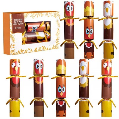 Joyfy 8/12 Packs Thanksgiving Party Table Favor No-Snap Crackers Poppers, Party Favor Games for Fall, Party Table Favor Set with Joke Dice & Gifts