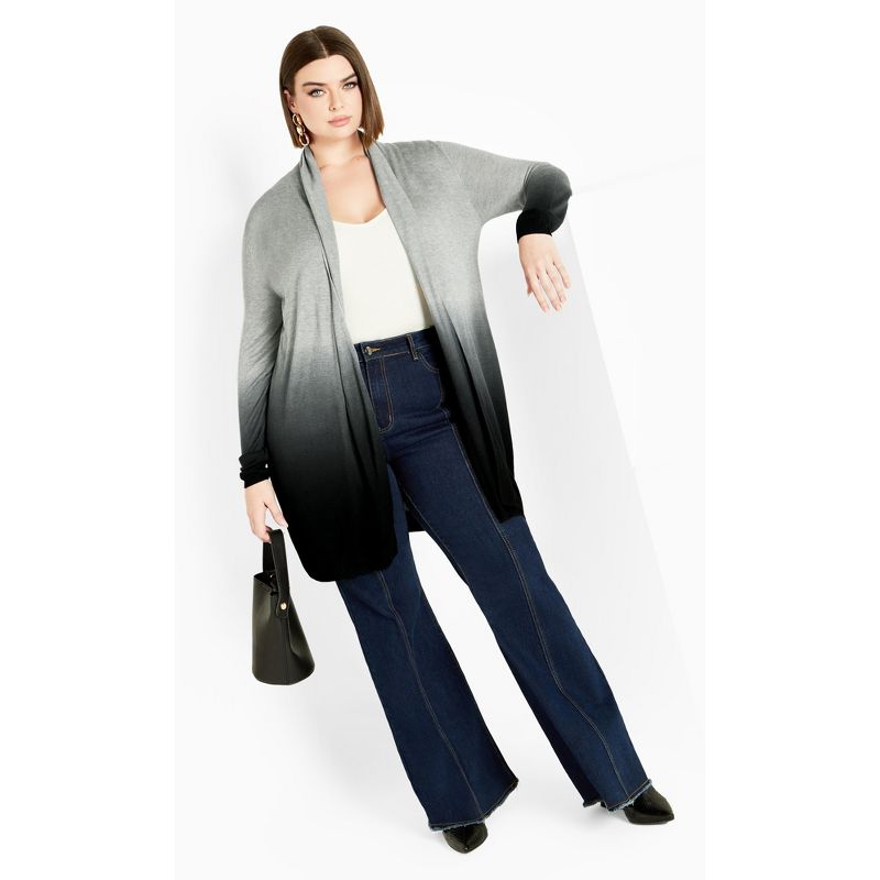 Women's Plus Size Mina Dip Dye Cardigan - grey | AVENUE, 3 of 8