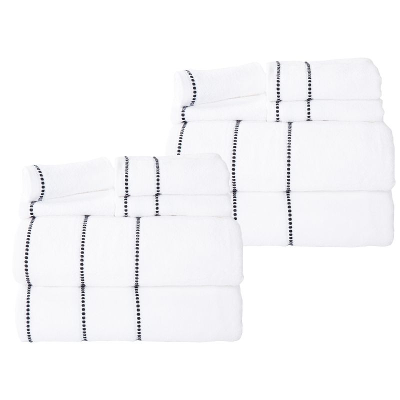 Lavish Home 12PC Cotton Bath Towel Set - Quick Dry Towels with 4 Bath Towels, 4 Hand Towels, and 4 Washcloths, 1 of 7