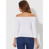 Allegra K Women's Slim Fit 3/4 Sleeves Casual Off Shoulder Top - 4 of 4