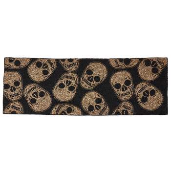 Saro Lifestyle Unique Beaded Skulls Table Runner with Intricate Detailing, 13"x35", Gold