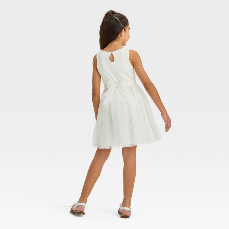 Girls&#39; Sleeveless Lace Floral Dress - Cat &#38; Jack&#8482; Off-White, 3 of 5