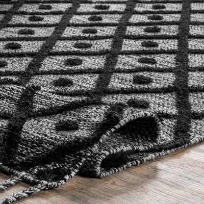 Cozy Knit-Inspired Handwoven Gray Wool-Blend 8'x10' Area Rug with Tassels