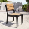 Crestlive Products Outdoor Stackable Dining Chair Armless Patio Chair Set of 2 Aluminum Frame with Wood Plastic Composite Seat and Back - 2 of 4