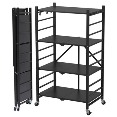 SKONYON 4-Tier Storage Shelves Foldable Metal Shelves Utility Shelving Units
