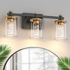 DORESshop 17 in. Modern 3-Light Black and Gold Crystal LED Vanity Light with Clear Glass Shades, 3CCT Lighting for Bathroom - 2 of 4