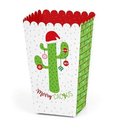 Big Dot of Happiness Merry Cactus - Christmas Cactus Party Favor Popcorn Treat Boxes - Set of 12