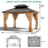 Wood Grain 10'x12' Hardtop Gazebo ¨C Heavy-Duty Galvanized Steel Double Roof with Netting & Sunshade Curtains for Patio/Garden (1-Pack) - 3 of 4