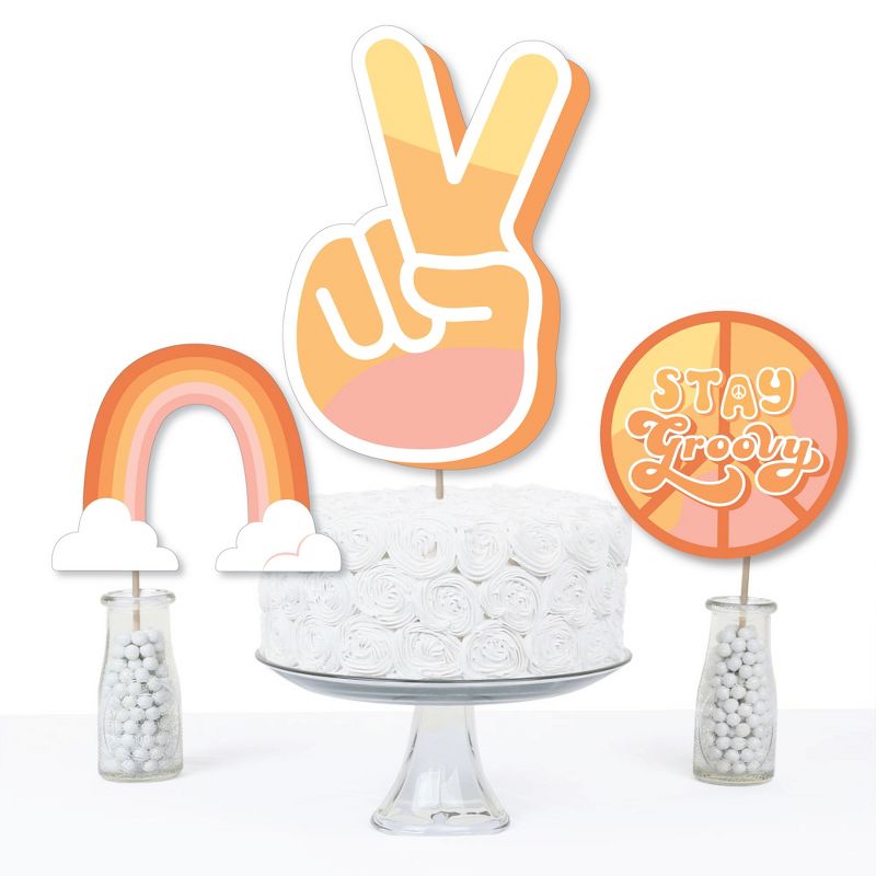 Big Dot of Happiness Stay Groovy - Boho Hippie Party Centerpiece Sticks - Table Toppers - Set of 15, 4 of 10