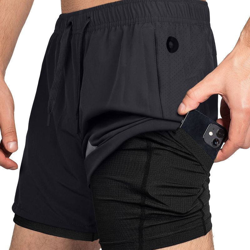 Zilpu Mens Quick Dry Athletic Performance Shorts with Zipper Pocket (5 inch), 1 of 7