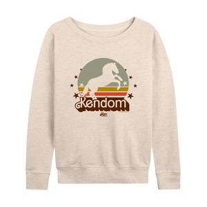 Women's - Barbie - Kendom Western Lightweight French Terry Wide Neck Long Sleeve Shirt - 1 of 4