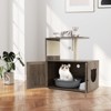 Tangkula 34.5" Tall Wooden Cat Tower w/ Sisal Scratching Post & Mat Litter Box Enclosure - 2 of 4
