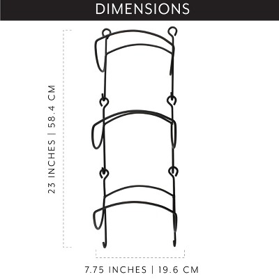 Black Wrought Iron Wall Mounted 3-Tier Wine Rack