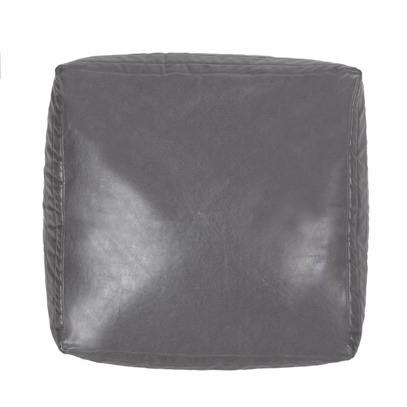 Baddow Contemporary Faux Leather Channel Stitch Rectangular Pouf - Christopher Knight Home, 4 of 11