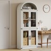 Arched Bookcase with Doors and Drawers Farmhouse Bookshelf 15.83in Depth Display Storage Shelves 71.4in Tall Wooden Display Cabinet - 4 of 4
