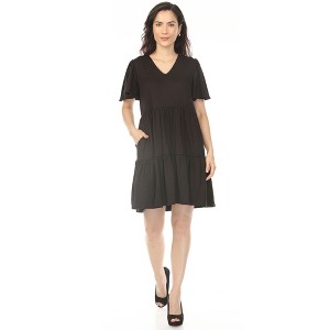 Women's V-Neck Short Sleeve Dress Black L -White Mark : Target