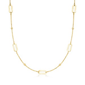 Pure Collection by Ross-Simons Italian 14kt Yellow Gold Bead and Paper Clip Link Station Necklace - 1 of 4