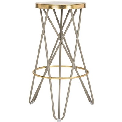 Beige and Gold Hairpin Leg Industrial Bar Stool