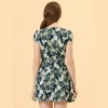 Allegra K Women's Boho Crossover V Neck Petal Sleeves Belted Floral Flowy Dress - 4 of 4