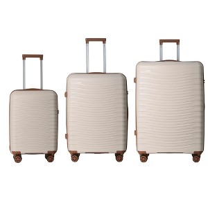 MAYEERTY 3-Piece Luggage Sets, Suitcase with Wheels, Hardside Suitcase with Spinner Wheels and Scratch-Resistant Surface, Beige - 20", 24", 28" - 1 of 4