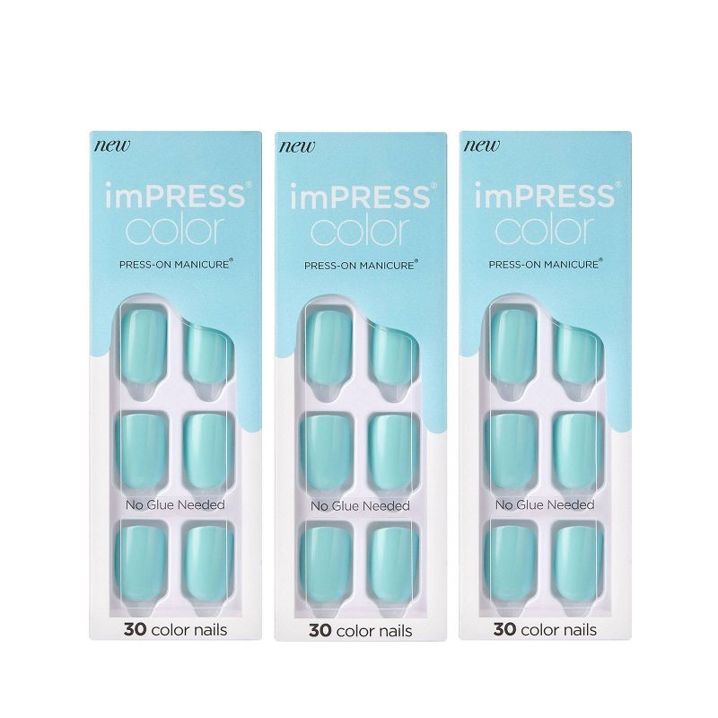 Kiss imPRESS Press-On Manicure Color Fake Nails - Mint To Be - 3pk/90ct, 1 of 7