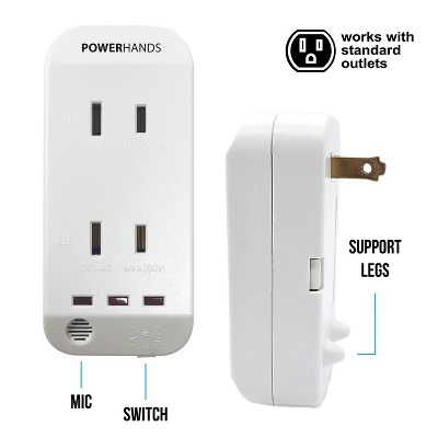 Digital Energy® 2-AC Outlet Power Hands Polarized Clapping Wall Tap, DSS5-1047 in White