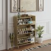 SKRAN Shoe Rack Cabinet with 3 Rattan Flip Drawers,3 Square Shelves and 1 Drawer with Multi-Storage Space and Hooks for Hallway - 2 of 4