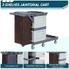 Heavy-Duty Cleaning Cart with Lockable Cabinets - 220 lbs Capacity, 6 Silent Casters, Removable Storage Bag for Hotel/Housekeeping - 3 of 4